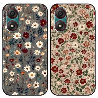 Imagem de Zrutru Pacote com 2 capas de telefone com flores estéticas para Zte Blade A34 16,8 cm, desenho fofo kawaii colorido floral criativo capa protetora para meninas e mulheres, capa protetora de TPU de