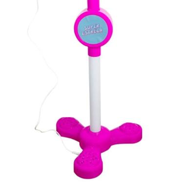 Imagem de Claudia Leitte Microfone com Pedestal Super Estrela, Luz e Sons, Ajustável 83-110cm, Plástico, Inclui Cabo P2, Requer 3 Pilhas AA