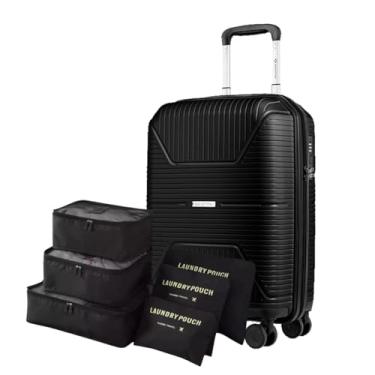 Imagem de Mala de Viagem de Bordo 10kg em Polipropileno Prime + Kit Organizador Necessaire de Roupas Intimas e Sapatos 6 pçs