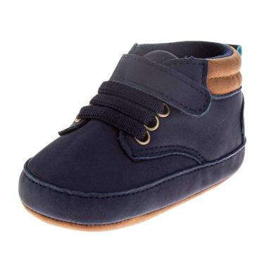 Imagem de Josmo Tênis unissex para bebês meninos e meninas – Sapatos infantis sem cadarço para primeira caminhada, tênis casual infantil (tamanho 2-4 infantil), Azul escuro, 17