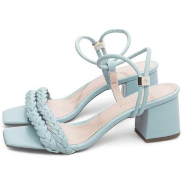Imagem de SANDALIA FEMENINA TORRICELLA NAPA AZUL ENFEITE EM ABS PARA AJUSTES SALTO GROSSO MEDIO,NÚMERO 36