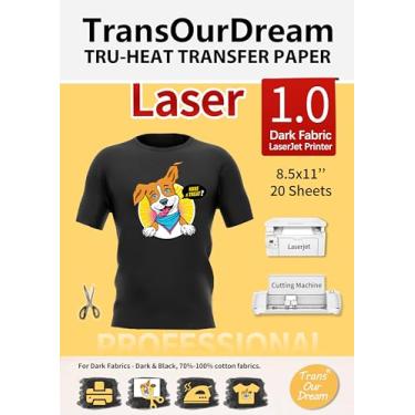 Imagem de TransOurDream Papel De Transferência Térmica Tru-Heat Para Impressoras Laserjet (20 Folhas 8,5 X 11 Pol. 1,0) Vinil Htv Imprimível Camisetas, Transferências Passar A Ferro Em Tecidos Escuros (Trans-