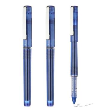 Imagem de PATIKIL Caneta esferográfica de tinta líquida azul, 3 peças de grande capacidade de secagem rápida de 0,5 mm canetas de ponta fina, para escritório, arte, artesanato, scrapbooks, desenho, diário