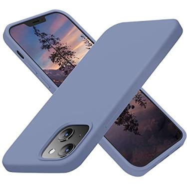 Imagem de Cordking Capa para iPhone 13, capa para iPhone 14, capa protetora de silicone ultrafina à prova de choque com [forro macio de microfibra antiarranhão], 15,1 cm, cinza lavanda