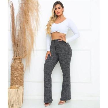 Imagem de Calça Flare com Zíper e Bolsos Preta Mescla - no-brand, G
