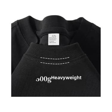 Imagem de Camiseta De Algodão Puro Pesada 500G Com Ombros Caídos E Manga Curta P