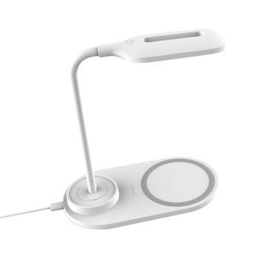 Imagem de Luz de Mesa LED com Carregador Sem Fio Controle Sensível 3 Níveis Brilho Ajustáveis Operada por USB Tubo Flexível Portát
