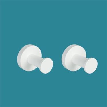 Imagem de GROWBY Suporte de toalha de aço inoxidável branco, suporte de rolo de papel higiênico, bandeja de sabão, casaco, kit de banheiro, 2 peças, gancho de robe