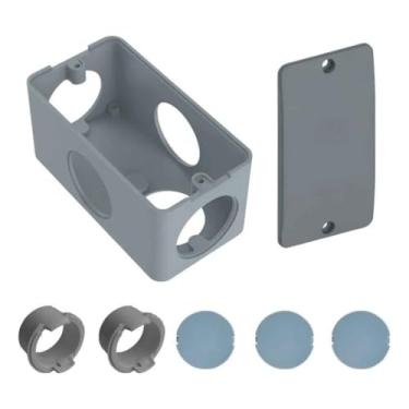 Imagem de Kit Condulete 3/4" com Adaptadores, Placa Cega e Tampões para Instalação Elétrica Aparente (Cinza)
