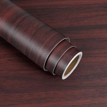 Imagem de VaryStyle Papel de contato de grão de madeira vermelha descasque e cole papel de contato de madeira para armários bancadas de mesa envoltório de vinil impermeável para locatários papel de parede de