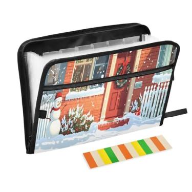 Imagem de Pastas sanfonadas para casa de neve de Natal tamanho carta A4 organizador de documentos importantes, pastas escolares com bolsos