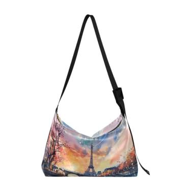 Imagem de Tulipas em verde com folhas, bolsa de couro com alça, bolsa tiracolo de couro, bolsa tiracolo feminina, Aquarela Paris-1, One Size