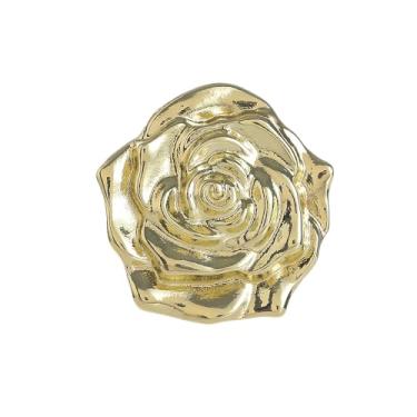 Imagem de Broche de flor rosa 3D broche de lapela de metal broche floral joias para mulheres homens blazer vestido jaqueta distintivo festa de casamento acessório casual presente, Medium, Liga de aço, Sem Pedra