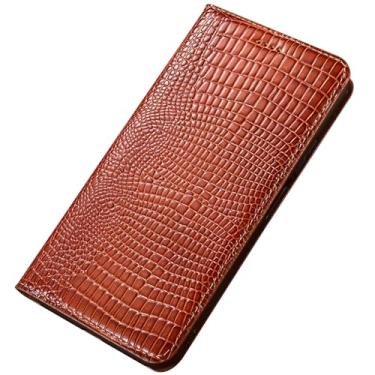 Imagem de FWYANZH Capa carteira para Google Pixel 10 Pro XL/10 PRO/10, couro genuíno textura lagarto luxo flip proteção de corpo inteiro capa elegante, marrom, 10Pro