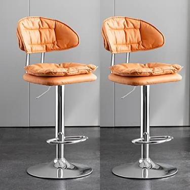 Imagem de Banco de bar, banco de bar giratório, banco de balcão, banco de bar com altura ajustável, conjunto de 2, banco de bar giratório com encosto, 88-114 cm - banco de jantar ilha de cozinha com apoio para