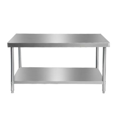 Imagem de LOERSS Mesa de trabalho comercial de aço inoxidável, mesa de preparação de churrasco, mesa de trabalho de metal para utensílios de cozinha, mesa de preparação de alimentos ao ar livre, mesa de aço
