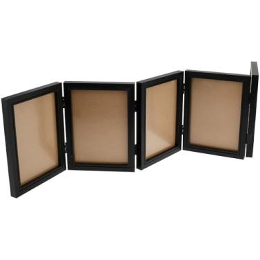 Imagem de Porta-retrato articulado para 5 fotos, 16, 18 cm, moldura dobrável de 180 cm, moldura de colagem articulada com vidro para várias fotos, moldura preta para exibição de mesa de casa e presentes (20 x