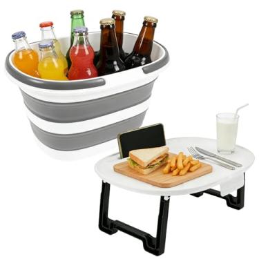 Imagem de Balde dobrável de 16L com tampa multifuncional dobrável, durável, solução de armazenamento leve para casa, acampamento, ao ar livre, jardinagem e viagens