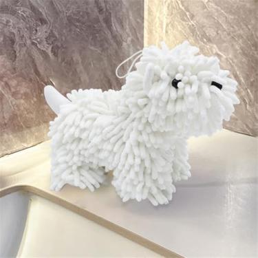 Imagem de Shapeazy Toalha de mão de chenille - Toalha de mão fofa de pelúcia de cachorro de desenho animado, toalhas de cozinha e banheiro super absorventes para crianças, puff macio de secagem à mão para banho