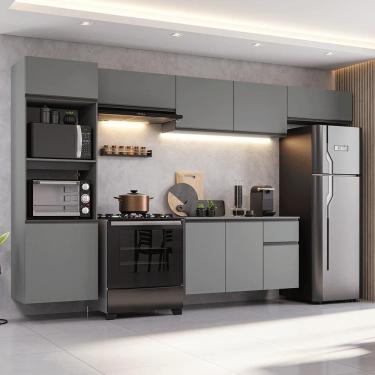 Imagem de Armário De Cozinha Completa 340cm Suspensa Cinza Nice Madesa 02 Cinza