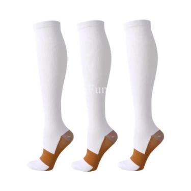 Imagem de Meias De Compressão Unissex De Cobre 3 Pares Altura Do Joelho Anti-Fad