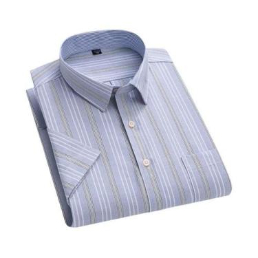 Imagem de Camisa Oxford De Algodão Masculina De Verão 6XL-7XL Manga Curta Clássi