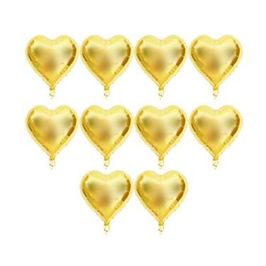 Imagem de Yosoo 10 Balões da Folha de Alumínio Dos Pces 18in, Balões Automáticos da Segurança Selagem Com Cores Brilhantes para a Decoração do Aniversário do Casamento Festa (formato de coração)