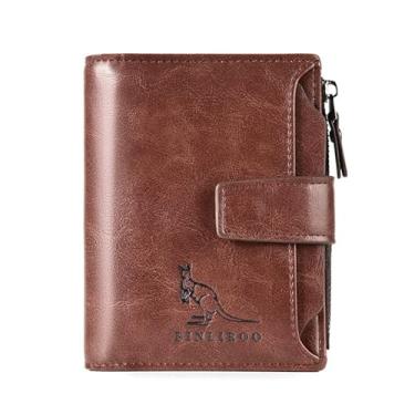 Imagem de Carteira masculina, carteira vintage de couro PU de grande capacidade, bloco NFC, para viajar e trabalhar, Marrom, Comum