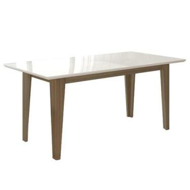 Imagem de Mesa de Jantar Liz 160cm com Vidro Carvalho/Off White - Poliman - Poli