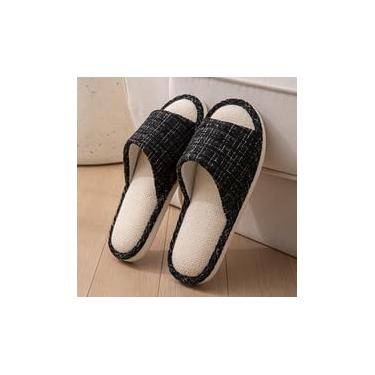 Imagem de Pantufas femininas, respirável, antiderrapante, sola macia, silenciosa, absorção de suor, sapatos para uso doméstico, preto, Preto, 37