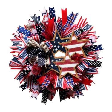 Imagem de Grinaldas de 4 de julho, guirlanda patriótica para decoração interna e externa, perfeita para celebrar o Dia da Independência, Memorial Day, festas (D, 1 peça)