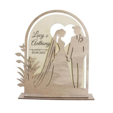 Imagem de Vaveren Centro de mesa de madeira, placa decorativa de madeira para o Dia dos Namorados, peça de arte colecionável para decoração de mesa em casamentos e, Style B