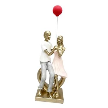 Imagem de Generic Enfeite de mesa com estatueta de casal, estátua decorativa romântica, escultura abstrata para o Dia dos Namorados, armário, prateleira ou lareira, Style B
