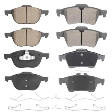 Imagem de Conjunto de pastilhas de freio a disco de cerâmica dianteiras traseiras para Ford Escape FWD 2013-2016, para Focus 2012-2018, para Mazda 3/5, para Volvo C30/C70/S40/V50 modelos selecionados 8 peças
