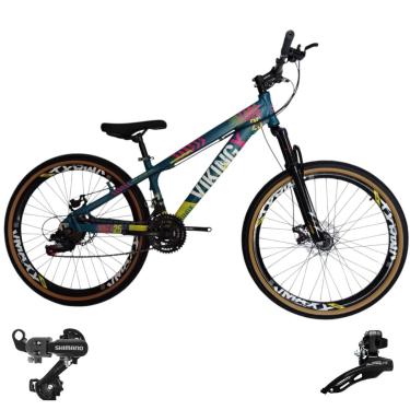 Imagem de Bicicleta 26 VikingX T25 21v Cambios Shimanos Freeride Pneu Aro 26 Balão Faixa Amarela-Unissex