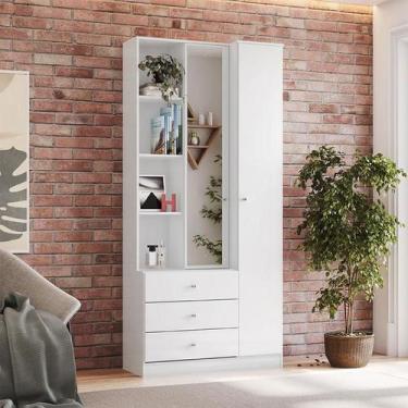 Imagem de Armário Multiuso Doha Ambiente com Espelho 2 Portas 3 Gavetas Branco B