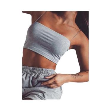 Imagem de Top Cropped Feminino Sem Mangas Com Alças Finas Moda 2024 Bodycon Cami