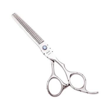 Imagem de Tesoura Profissional De Cabeleireiro Vermelha 55cm 6cm Para Desbaste E