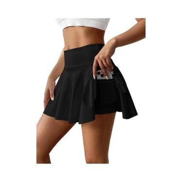Imagem de Saia Mini Plissada De Cintura Alta Para Mulheres, Secagem Rápida, Com 