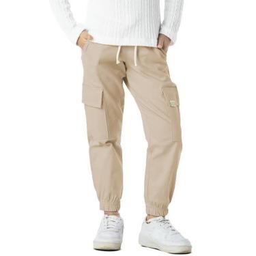 Imagem de Calça Infantil Menina Jogger Bolso Cargo Elástico Sarja-Feminino