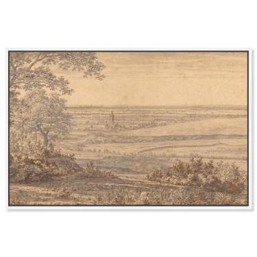 Imagem de Art Remedy Paisagem extensa vista da borda de uma floresta impressões de arte vintage, moldura branca, 61 cm x 40 cm