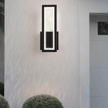 Imagem de Luzes de parede LED Externas IP65 Iluminação de parede de metal à prova d'água Design minimalista moderno Lâmpada de parede acrílica Interior/exterior para jardins Corredor Terraço Escada (Luz Branca