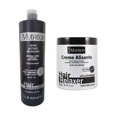 Imagem de Creme Alisante Com Argan Black 1kg + Shampoo Neutralizante Hair Mutati