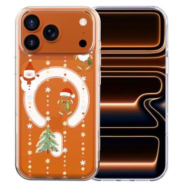 Imagem de MAYCARI Capa para iPhone 16, linda capa de celular magnética transparente com boneco de neve de pão de gengibre, compatível com MagSafe, capa protetora de celular macia e transparente à prova de