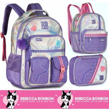 Imagem de Kit Mochila de Costas Grande Holográfica Oficial Rebecca Bonbon Lanche