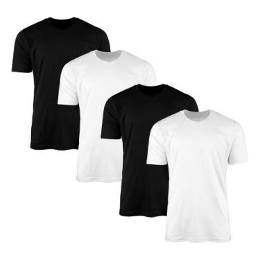 Imagem de Kit 4 Camisetas AMGK Masculina Lisa Básica 100% Algodão, P, Branco, Pr