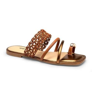 Imagem de Sandalia Feminina Rasteira Dakota Conforto Anel Dedo Trança Lançamento