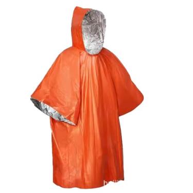Imagem de Poncho de emergência e forro de cobertor Mylar – À prova d'água, resistente ao vento, ao ar livre, para acampamento, emergências (laranja)