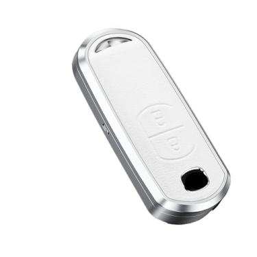 Imagem de Capa de couro para chave de carro, acessórios compatível com Mazda 2 3 6 Atenza Axela Demio CX-5 CX5 CX-3 CX7 CX-9 2015 2016 2017 2018(2 Button White)