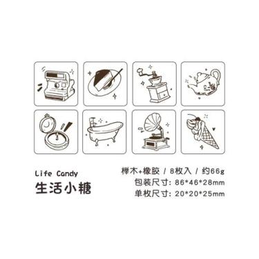 Imagem de Conjunto De Carimbos De Borracha De Madeira Vintage Com 8 Peças Para C